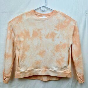 Long Sleeve Pocketed Sweatshirt Women XL Peach White Tie-Dye All In Motion